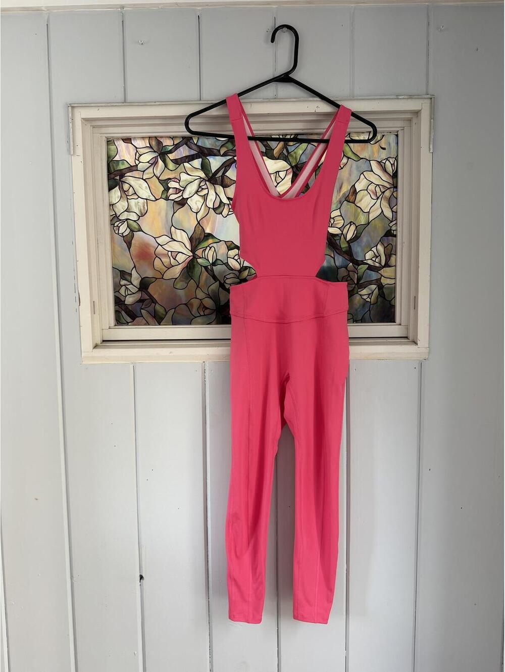 Free people Pink Cutout Back Athletic Jumpsuit size xs